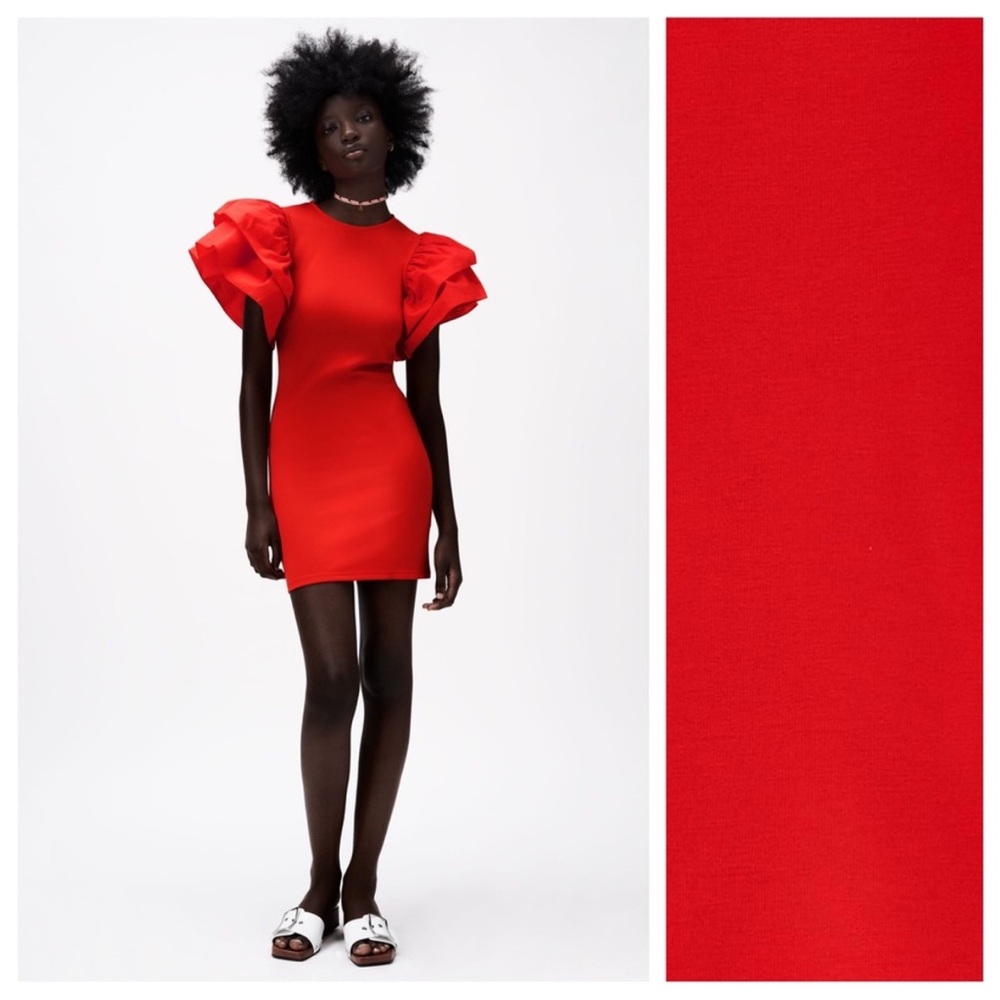 Red Ruffle Sleeve Dress